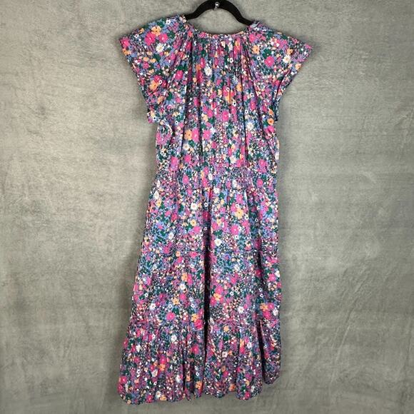 Rails Dress Womens Large Pink Amellia Leilani Floral Tiered Cottage Peasant - Picture 7 of 16